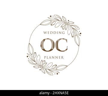 OC iniziali lettera Wedding monogramma collezione loghi, disegnati a mano moderni minimalistici e modelli floreali per carte di invito, Salva la data, elegante Illustrazione Vettoriale