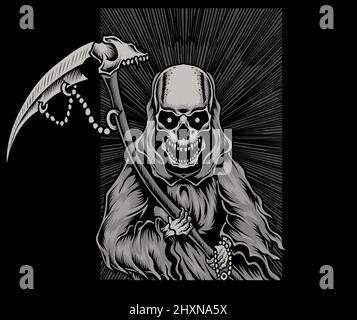 illustrazione paura morte angelo cranio Illustrazione Vettoriale