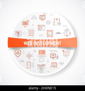 web development website concept con icona concetto con forma circolare o circolare per badge vettore Foto Stock