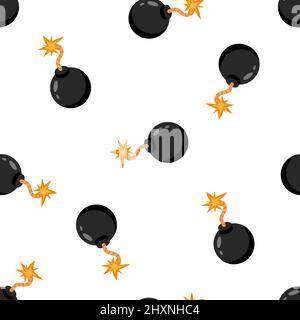 Modello senza cuciture con palline da cannone. Illustrazione vettoriale infantile in stile cartoon piatto. Disegno a mano del tessuto o carta di imballaggio Illustrazione Vettoriale