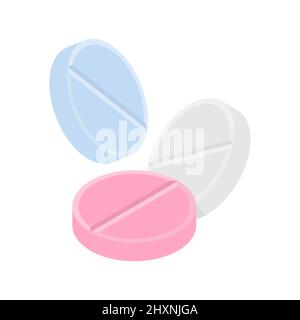 Pillole e farmaci composizione vettore colorato icona realistica Illustrazione Vettoriale