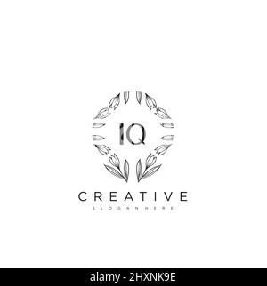 IQ Initial Letter Flower Logo Template vettore premium Illustrazione Vettoriale