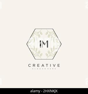 IM Initial Letter Flower Logo Template vettore premium Illustrazione Vettoriale
