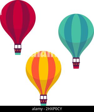 Bollature ad aria calda. Trasporto aereo colorato. Simbolo di marcia aerea Illustrazione Vettoriale