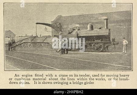 Fotografia d'epoca di un motore dotato di una gru sulla sua tender, 1895, 19th secolo Foto Stock