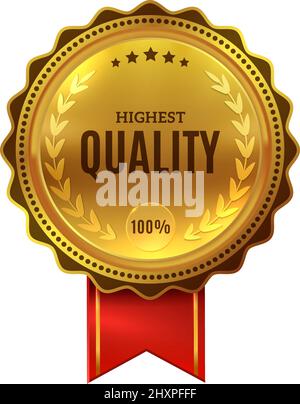 Marchio di massima qualità. Badge d'oro per il miglior prodotto Illustrazione Vettoriale