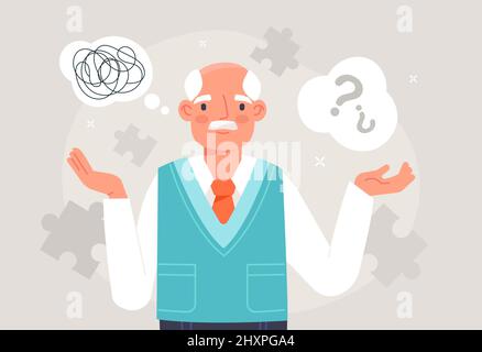 Nonno con Alzheimers Illustrazione Vettoriale