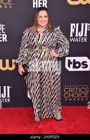 LOS ANGELES, CA - 13 MARZO: Melissa McCarthy partecipa ai 27th annuali Critics Choice Awards al Fairmont Century Plaza il 13 marzo 2022 a Los Angeles, Foto Stock