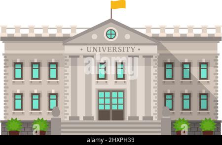 Icona Università. Simbolo dell'istruzione superiore. Esterno edificio Illustrazione Vettoriale