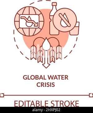 Global Water Crisis Red Concept icona Illustrazione Vettoriale