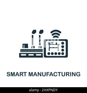 Icona Smart Manufacturing. Icona semplice monocromatica per modelli, web design e infografiche Illustrazione Vettoriale