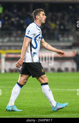 Torino, Italia. 13th Mar 2022. Robin Gosens dell'Inter ha visto in serie una partita tra Torino e Inter allo Stadio Olimpico di Torino. (Photo Credit: Gonzales Photo/Alamy Live News Foto Stock