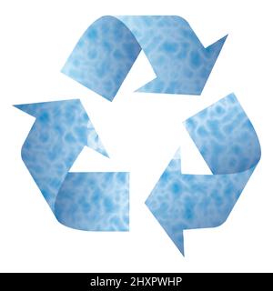 Illustrazione vettoriale del simbolo di riciclaggio con motivo ad acqua blu. Consapevolezza del concetto di ambiente mondiale. Illustrazione vettoriale Illustrazione Vettoriale