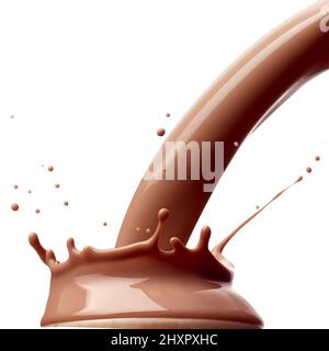 cioccolato latte spruzzi bevanda bevanda bevanda latticini goccia Foto Stock