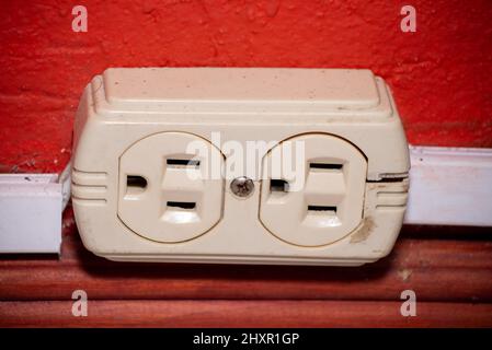 North American U.S. electrical socket outlet plug isolated Stock Photo