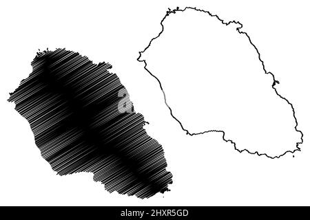 Isola di Graciosa (arcipelago delle Azzorre, Portogallo, Repubblica portoghese) mappa illustrazione vettoriale, schizza mappa Ilha da Branca Illustrazione Vettoriale