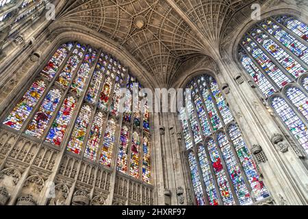 Interno della King's College Chapel alla Cambridge University, Cambridge, Regno Unito Foto Stock