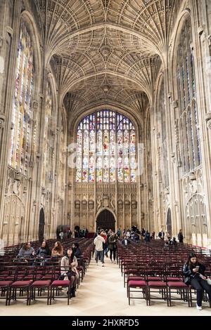 Interno della King's College Chapel alla Cambridge University, Cambridge, Regno Unito Foto Stock