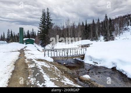 Splendida vista sulle sorgenti termali di Chena, Alaska in inverno Foto Stock