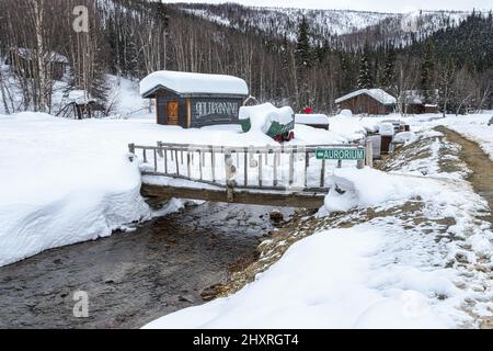 Beautiful view of the Chena Hot Springs, Alaska in Winter Stock Photo