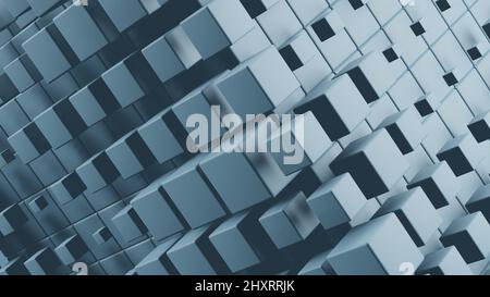 Astratto appagante Geometry Illustrazione per la pubblicità. Molti cubi su sfondo blu. 3d rendering. Foto Stock