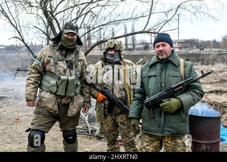 REGIONE DI ZAPORIZHZHIA, UCRAINA - 11 MARZO 2022 - i militari delle forze armate ucraine sono in servizio nella regione di Zaporizhzhia, nel sud-est dell'Ucraina. Foto Stock