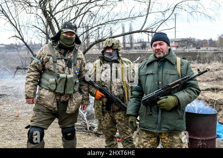 Regione di Zaporizhzhia, Ucraina - 11 marzo 2022 - i militari delle forze armate ucraine sono in servizio nella regione di Zaporizhzhia, nel sud-est dell'Ucraina. Foto di Dmytro Smolyenko/Ukrinform/ABACAPRESS.COM Foto Stock