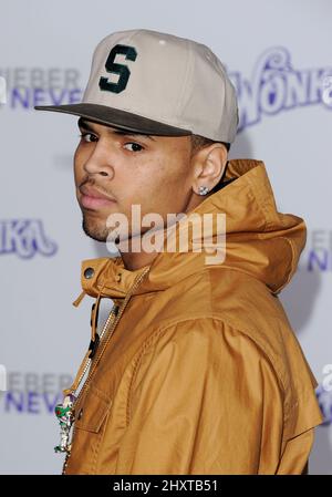 Chris Brown al 'Justin Bieber - Never Say Never' Premiere tenuto al Nokia Theatre LA Live, Los Angeles. Foto Stock