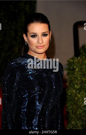 Lea Michele durante il Vanity Fair Oscar Party 2011 ospitato da Graydon carter al Sunset Tower Hotel di Hollywood, California Foto Stock