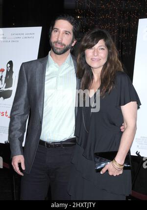 David Schwimmer e Catherine Keener durante la proiezione 'Trust' di Los Angeles tenutasi presso la Director's Guild of America di Los Angeles Foto Stock