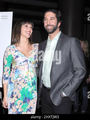 David Schwimmer e la moglie Zoe Buckman durante la proiezione 'Trust' di Los Angeles tenutasi presso la Director's Guild of America di Los Angeles Foto Stock