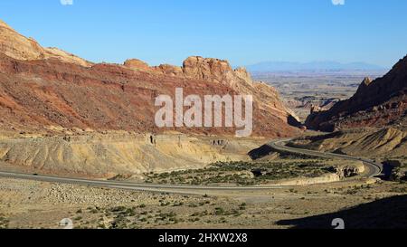 Snaking Road panorama - Spoted Wolf Canyon, Utah Foto Stock