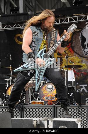 Il cantante/chitarrista Zakk Wylde della band Black Label Society si esibisce al Rock on the Range Music Festival che ha avuto luogo al Crew Stadium. Foto Stock