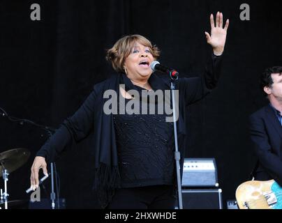 Mavis Staples all'Outside Lands Music & Arts Festival che si è svolto all'interno del Golden Gate Park, San Francisco. Foto Stock