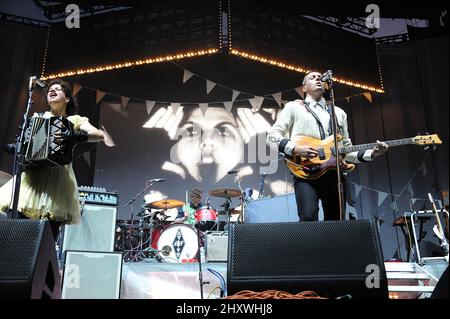 Vinci Butler, Arcade Fire, Regine Chassagne al Outside Lands Music & Arts Festival che si è svolto all'interno del Golden Gate Park, San Francisco. Foto Stock