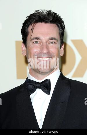 Jon Hamm nella sala stampa durante l'annuale Primetime Emmy Awards 63rd tenuto al Nokia Theatre L.A. a Los Angeles, California, USA. Foto Stock