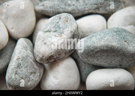 Sfondo astratto con pietre secche. Primo piano di pietre bianche. Foto Stock