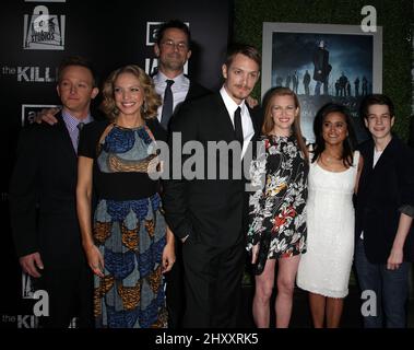 CAST che partecipa alla prima stagione 2 'The Killing' tenutasi all'Arclight Theatre di Hollywood, Los Angeles, USA. Foto Stock