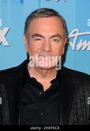 Neil Diamond nella sala stampa alla finale americana della stagione 11 dell'idolo 2012 che si è tenuta al teatro Nokia, Los Angeles. Foto Stock