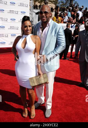 Melyssa Ford e Flo Rida arrivano al BET Awards 2012 il 1 luglio 2012 a Los Angeles, California. Foto Stock