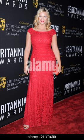 Natasha Henstridge ha partecipato ai 2012 Britannia Awards tenutisi all'Hilton Hotel di Los Angeles, USA. Foto Stock