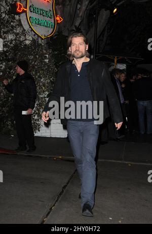 Nikolaj Coster-Waldau visto fuori del Chateau Marmont a Los Angeles, California. Foto Stock