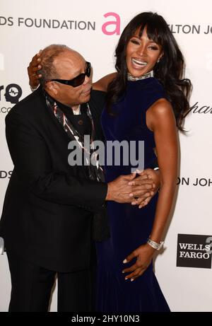Quincy Jones, Naomi Campbell partecipa al Sir Elton John Oscar Party 21st a Los Angeles, California. Foto Stock