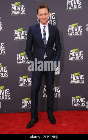 Tom Hiddleston arriva al MTV Movie Awards 2013 presso i Sony Pictures Studios il 14 aprile 2013 a Los Angeles, California. Foto Stock