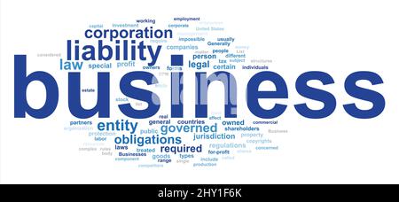 Immagine di una nuvola di testo Business blu isolata su sfondo bianco Foto Stock