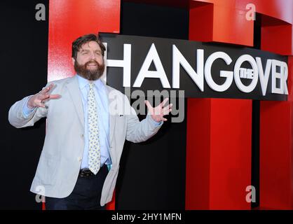 Zach Galifianakis partecipa alla prima 'The Hangover Part 3' al Village Theatre di Los Angeles, USA. Foto Stock