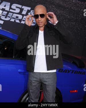 VIN Diesel arriva per l'Universal Pictures Film Premiere per Fast & Furious 6 al Gibson Amphitheater di Universal City, California. Foto Stock