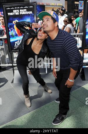 Michele Rodriguez e Michael pena al 20th Century Fox and Dreamworks 'Turbo' per E3 partecipanti al L.A. LIVE Foto Stock