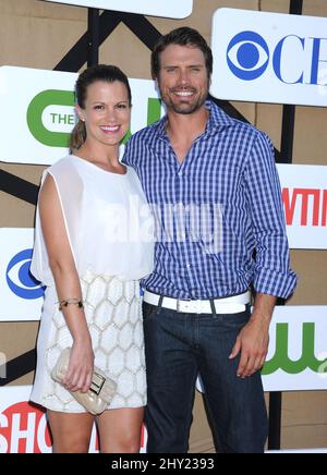 Melissa Claire Egan e Joshua Morrow partecipano al CBS, Showtime e CW 2013 Summer Stars Party annuale a Beverly Hills, California. Foto Stock