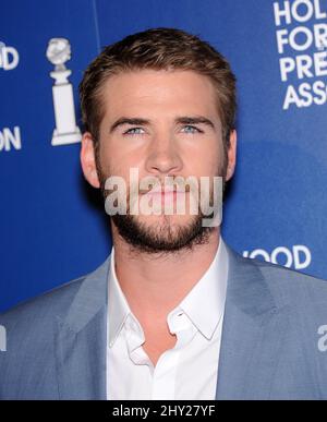 Liam Hemsworth partecipa al pranzo di installazione dell'Associazione della Stampa straniera di Hollywood a Los Angeles, California. Foto Stock